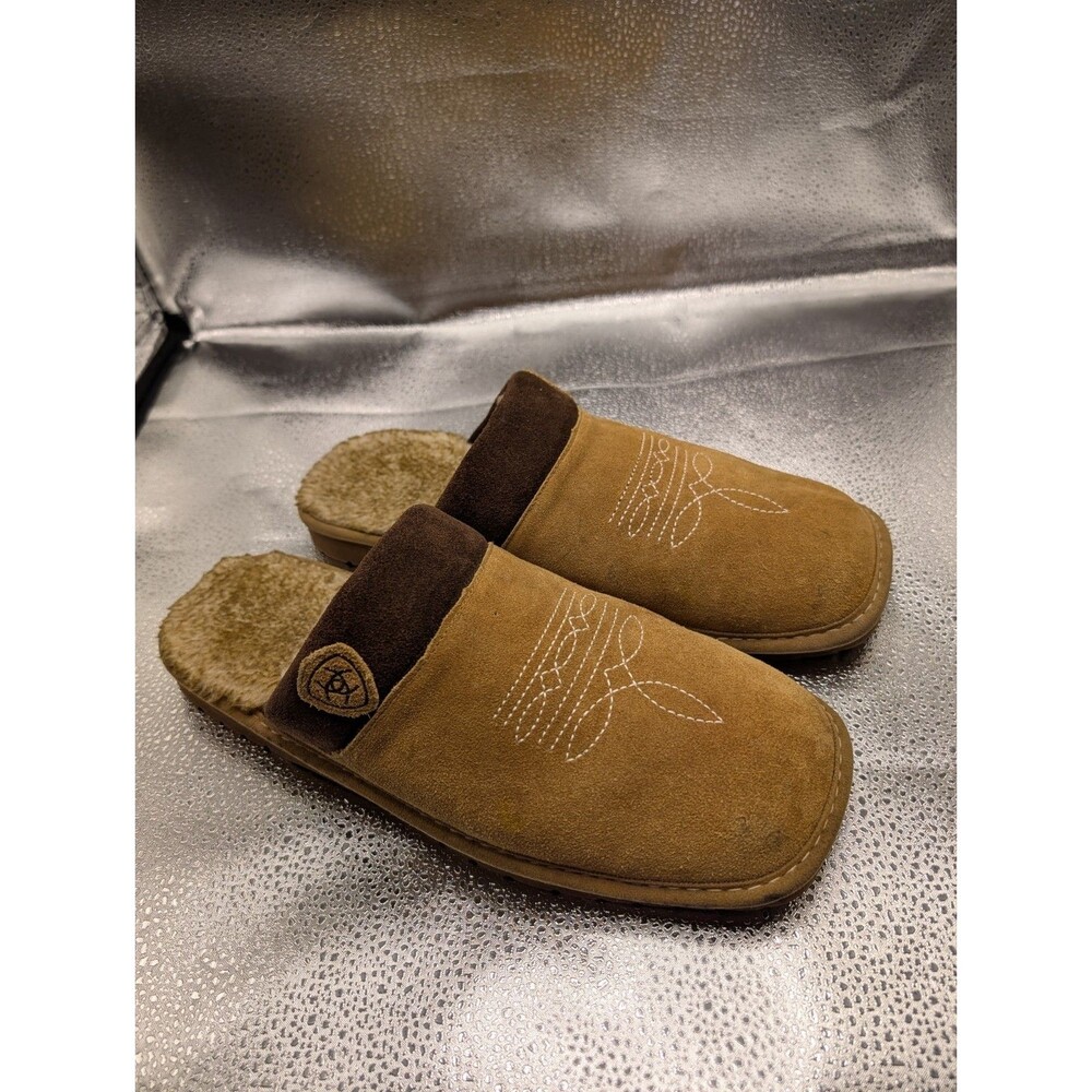 Ariat Men’s Size 12 Tan Suede Western Cowboy Indoor Outdoor Slippers Clogs
